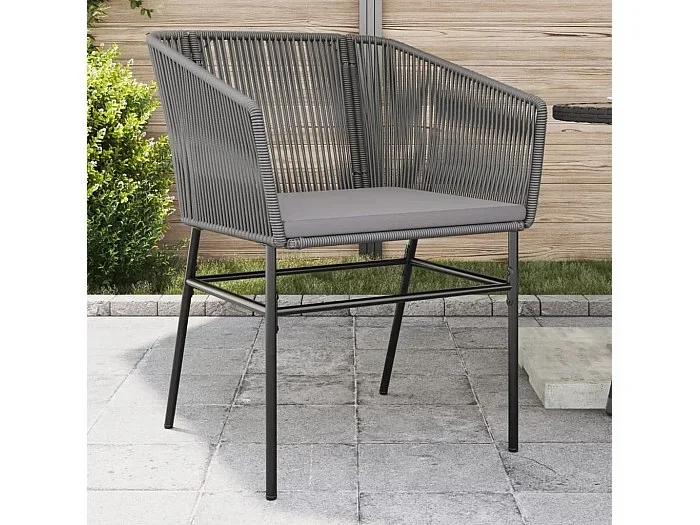 Conjunto de 2 sillas de jardín con cojines de mimbre de resina gris