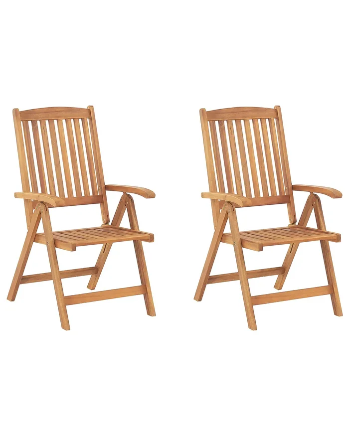 Conjunto de 2 sillas de jardín JAVA Madera de acacia Marrón claro