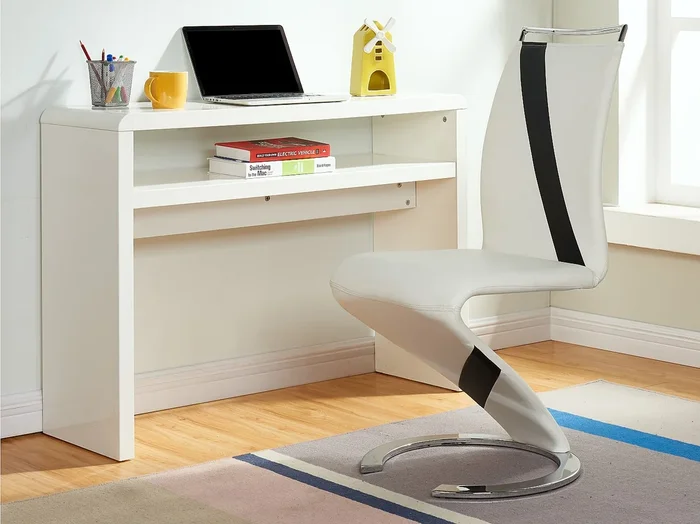 Conjunto de 2 sillas TWIZY – Piel sintética – Blanco con borde negro