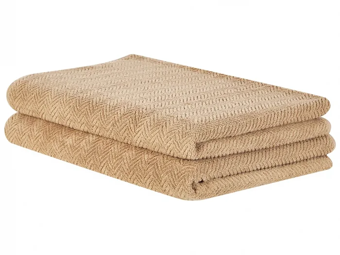 Conjunto de 2 toallas MITIARO Felpa de algodón Arena