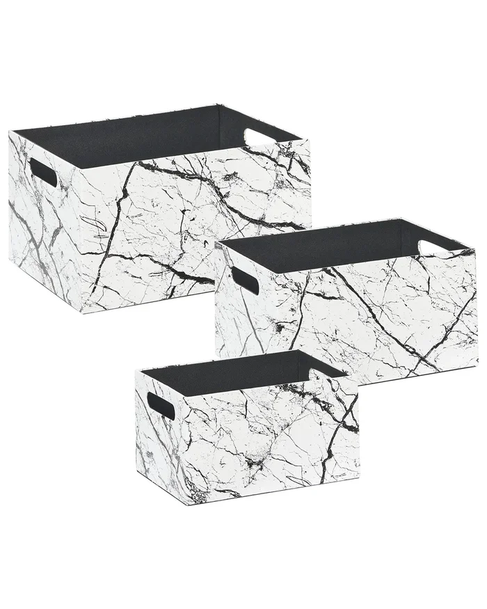 Conjunto de 3 cajas LARSA Piel sintética Blanco