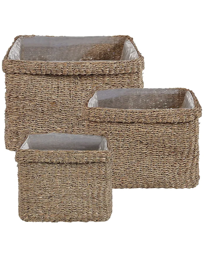 Conjunto de 3 macetas RIVULINE Algas marinas 23/27/30 cm Natural