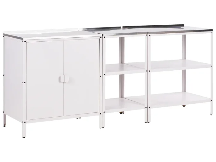 Conjunto de 3 muebles de cocina exterior VILAMA Metal Blanco