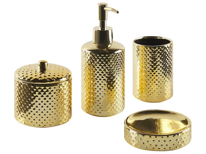 Conjunto de 4 accesorios de baño CUMANA Cerámica Dorado