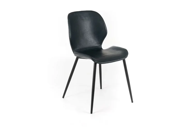 Conjunto de 4 elegantes sillas en ecopiel verde petróleo «Liam» tacto suave vintage cm 45×55 83h