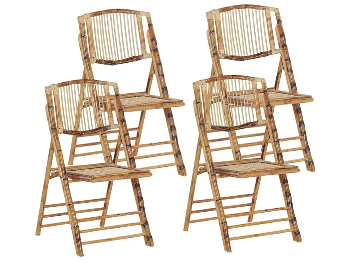 Conjunto de 4 sillas de comedor plegable TRENTOR Madera de bambú Natural