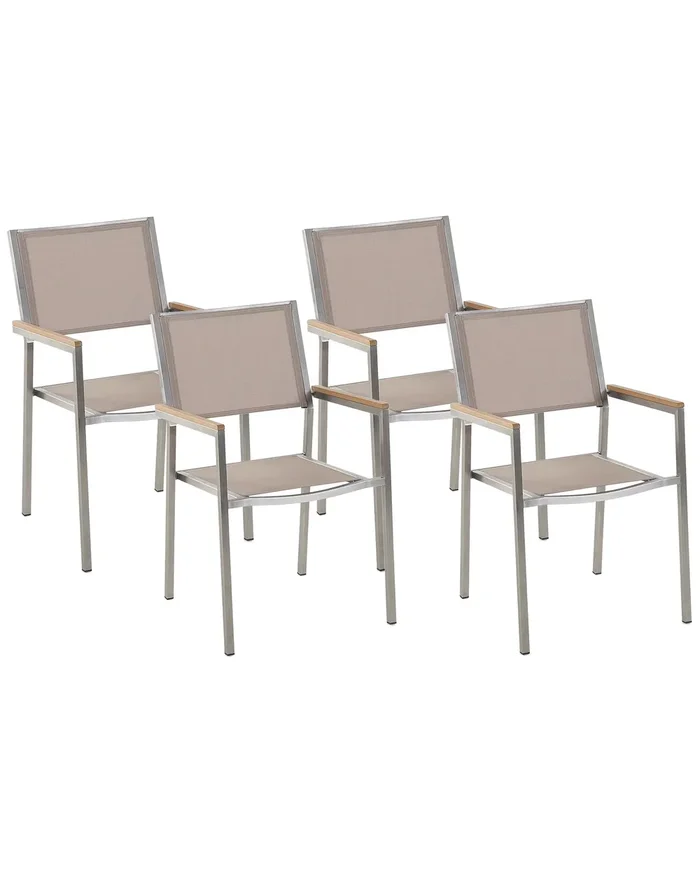 Conjunto de 4 sillas de jardín GROSSETO Acero inoxidable Beige