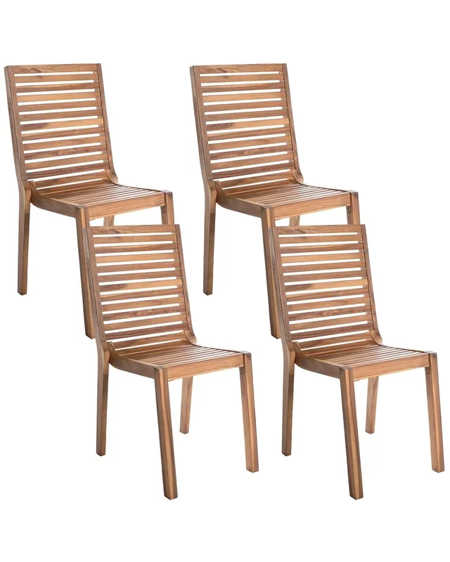Conjunto de 4 sillas de jardín OMBRIANO Madera de acacia certificada Marrón claro