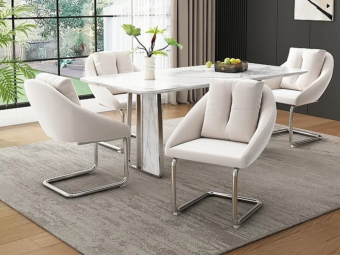 Conjunto de 4 sillas de terciopelo – estructura de metal – Beige