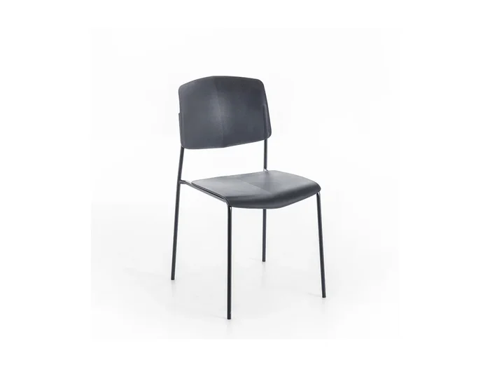 Conjunto de 4 sillas modernas apilables «Giada» de polipropileno gris con patas de metal pintado
