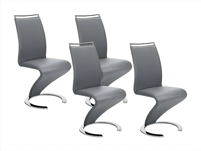 Conjunto de 4 sillas TWIZY – Piel sintética gris