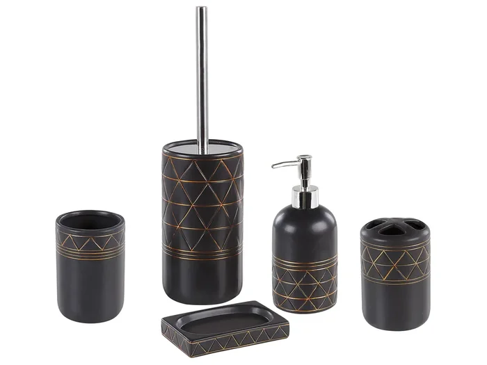 Conjunto de 5 accesorios de baño LANCO Cerámica Negro