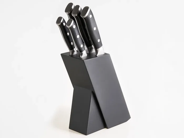 Conjunto de 5 cuchillos en bloque IKEDA Negro