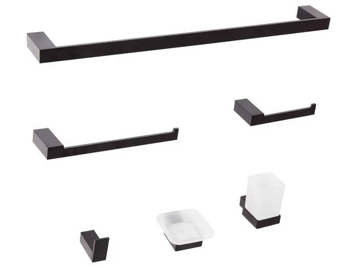 Conjunto de 6 accesorios de pared para baño TUMACO Negro