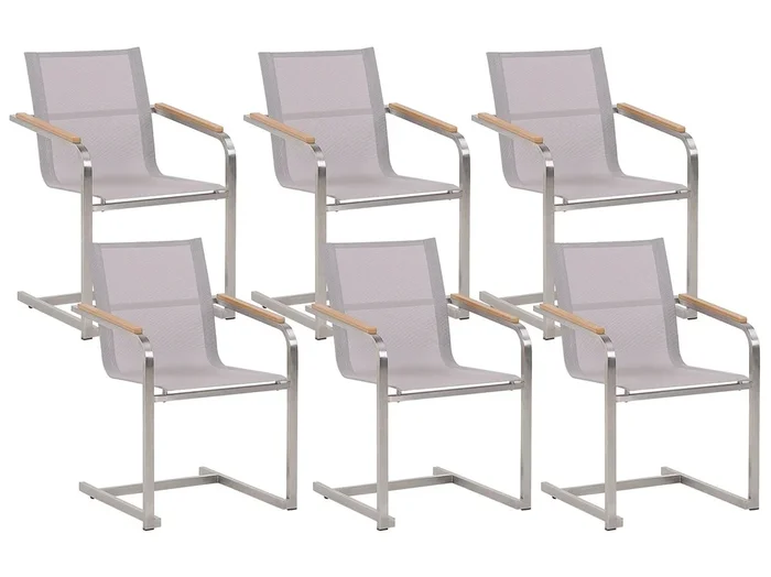Conjunto de 6 sillas de jardín COSOLETO Acero inoxidable Beige
