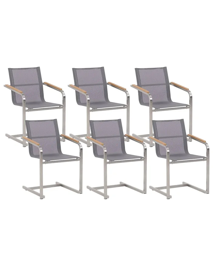 Conjunto de 6 sillas de jardín COSOLETO Acero inoxidable Gris