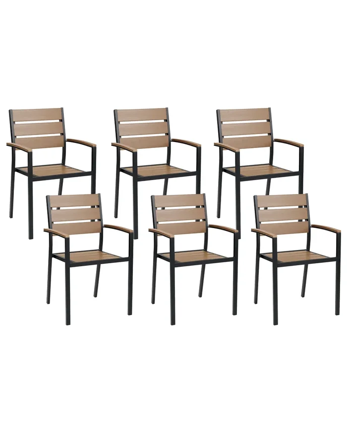 Conjunto de 6 sillas de jardín VERNIO Marrón/Negro