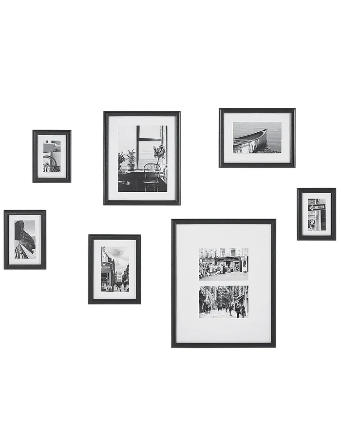 Conjunto de 7 marcos de fotos ZINARE Motivo urbano Negro