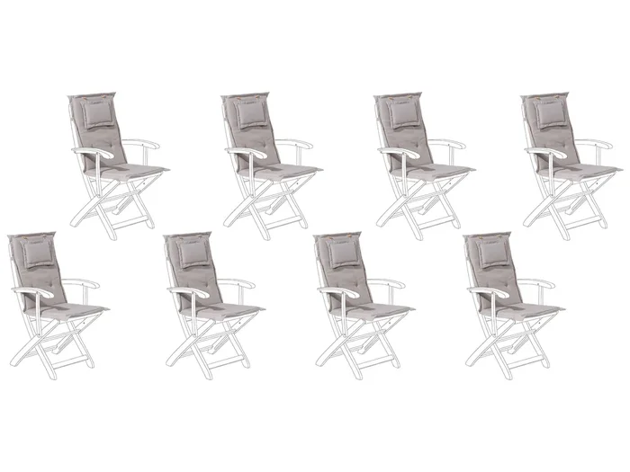 Conjunto de 8 cojines de respaldo/asiento MAUI 40 x 54 cm Gris pardo