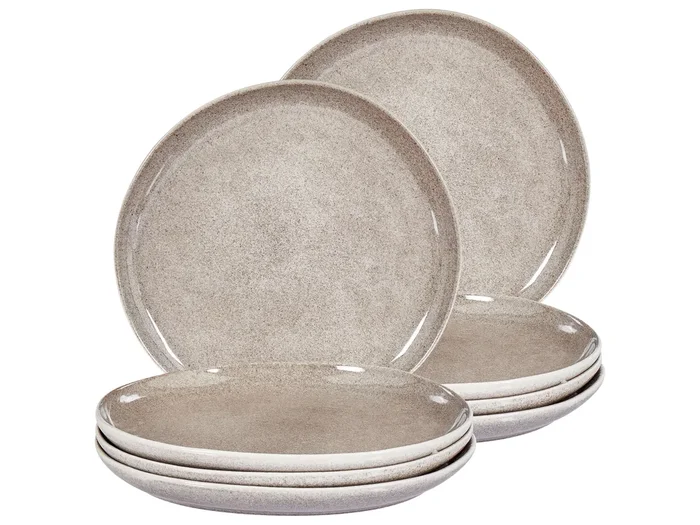 Conjunto de 8 platos llanos COSTMARY Gres Gris