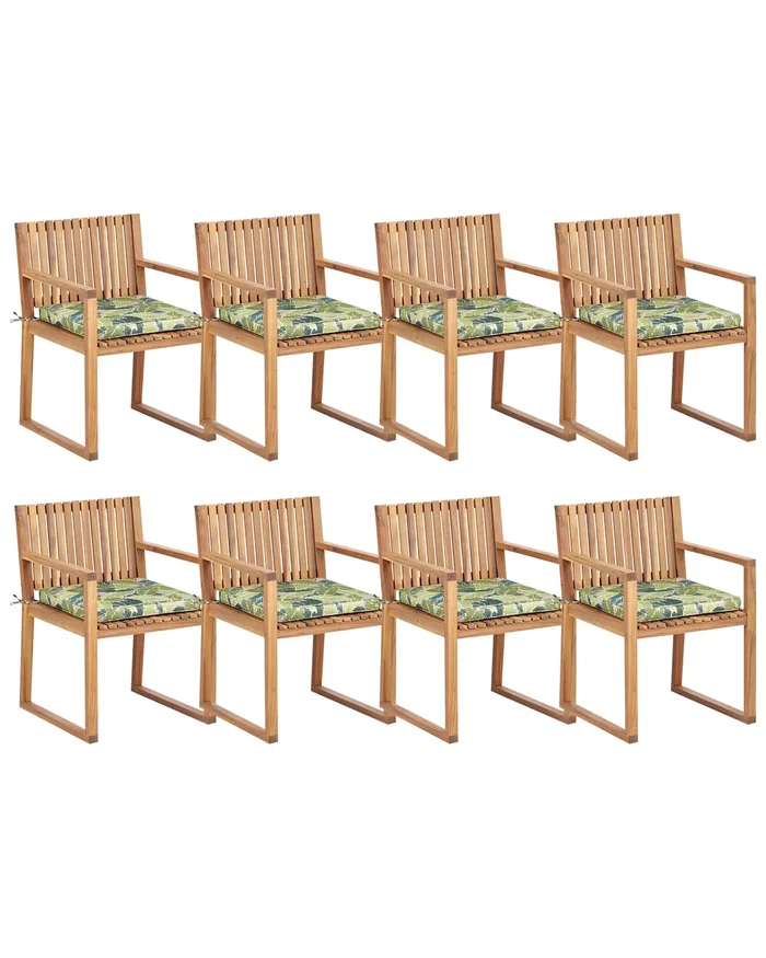Conjunto de 8 sillas de jardín con cojines SASSARI II Madera de acacia certificada Verde