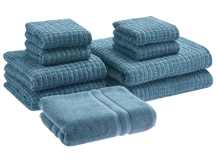 Conjunto de 9 toallas ATAI Algodón Azul