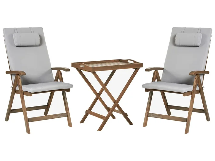 Conjunto de balcón AMANTEA PREMIUM Madera de acacia Gris claro