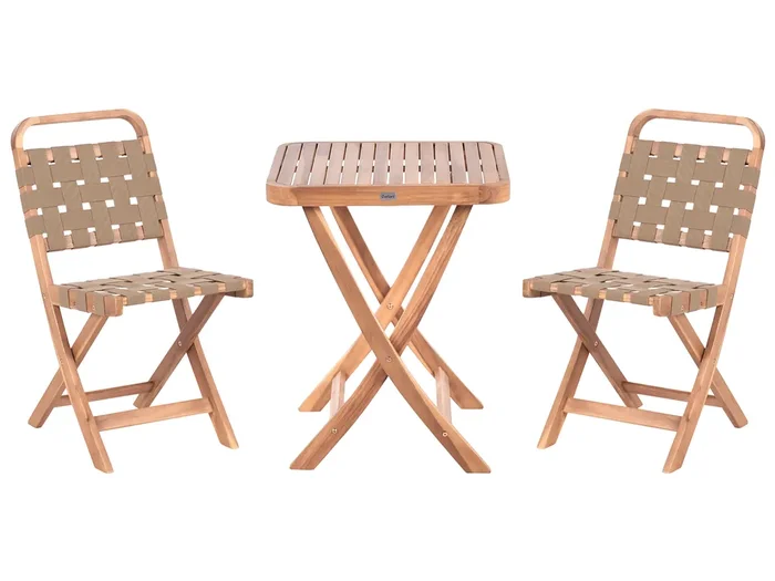 Conjunto de balcón plegable CALCIANO Madera de acacia certificada Marrón