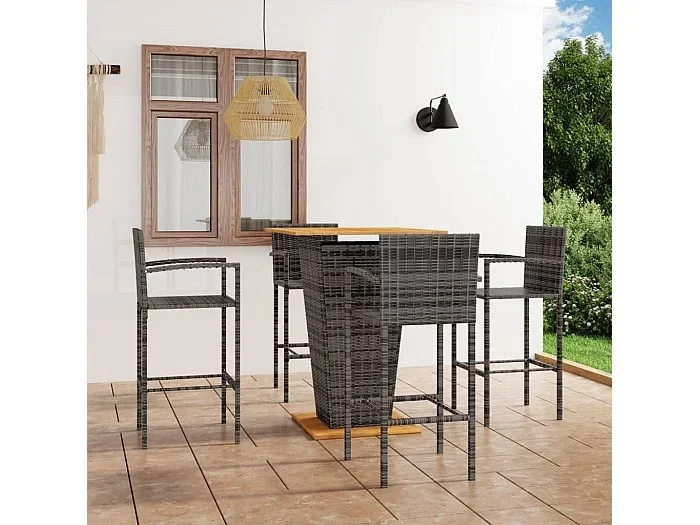 Conjunto de bar para jardín 5 piezas gris