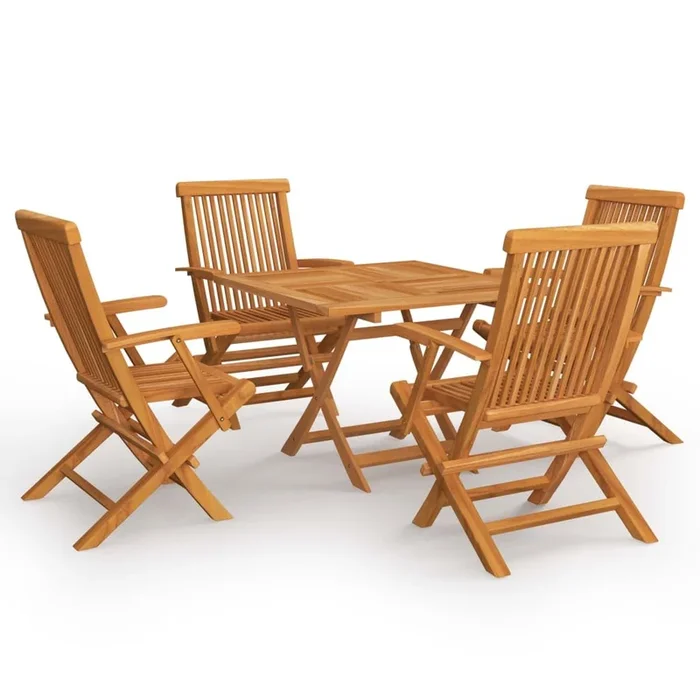 Conjunto de comedor de jardín 5 piezas madera maciza de teca