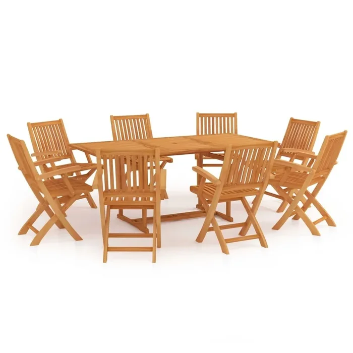 Conjunto de comedor de jardín 9 piezas madera maciza de teca