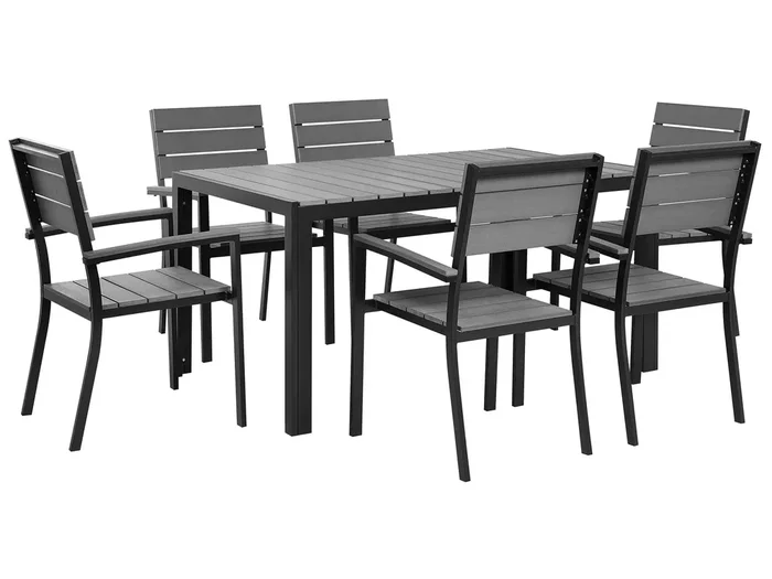 Conjunto de comedor exterior 6 plazas COMO Gris
