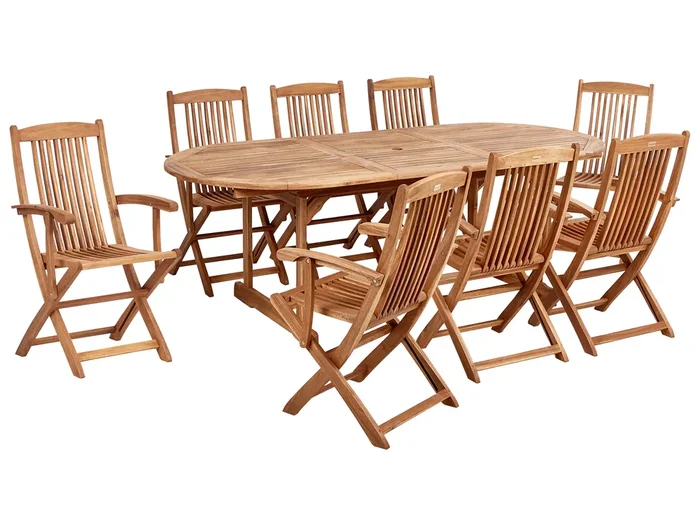 Conjunto de comedor exterior 8 plazas MAUI II Madera de acacia Marrón claro