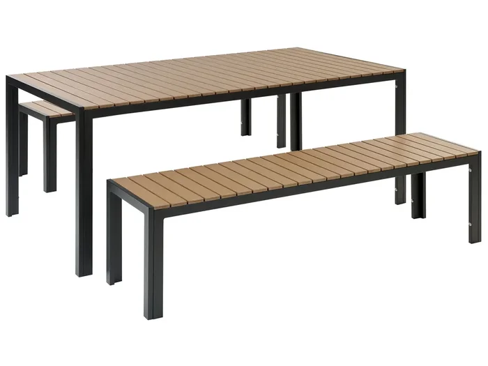 Conjunto de comedor exterior con bancos 6 plazas NARDO Marrón/Negro