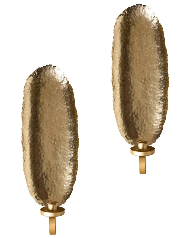Conjunto de dos candeleros de pared FEIJO Metal 44 cm Dorado