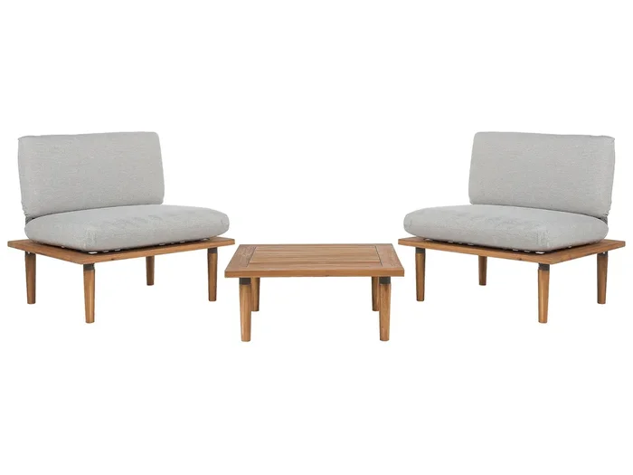Conjunto de jardín con mesa 2 plazas FRASCATI modular Madera de acacia certificada Gris claro