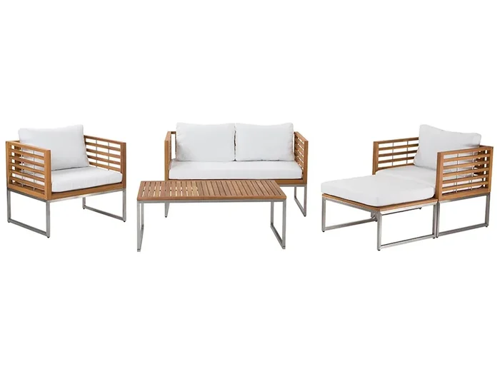 Conjunto de jardín con mesa 4 plazas BERMUDA Madera de acacia Marrón