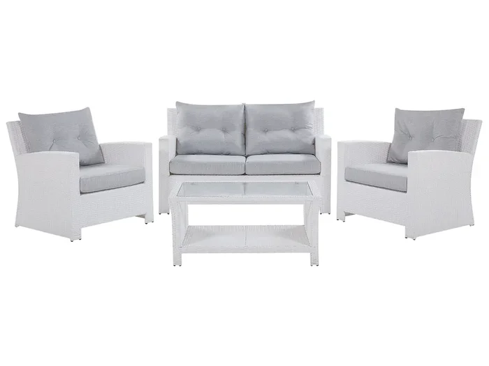Conjunto de jardín con mesa 4 plazas MARINO Blanco