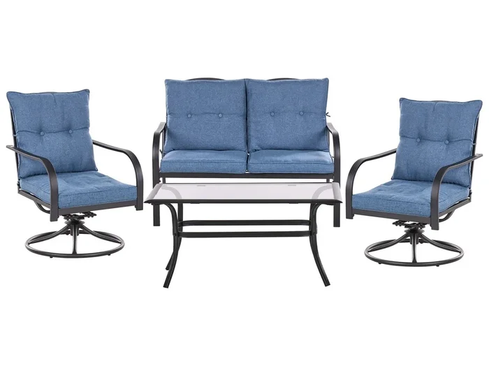 Conjunto de jardín con mesa 4 plazas MESTRINO Metal Azul