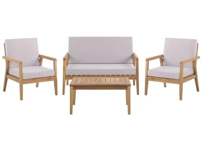 Conjunto de jardín con mesa 4 plazas PALLANO Madera de acacia Gris pardo