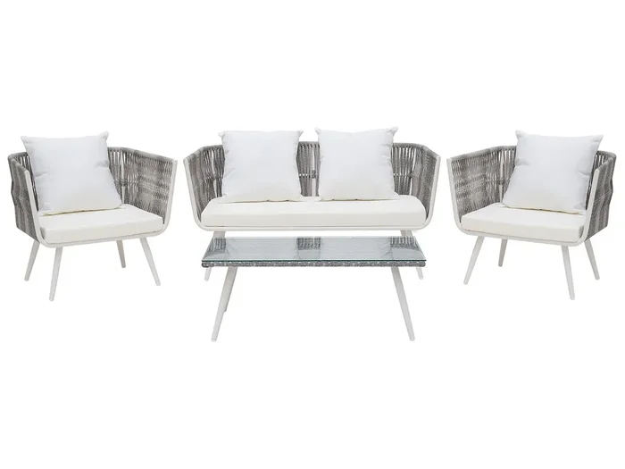 Conjunto de jardín con mesa 4 plazas RAGUSA Blanco crema