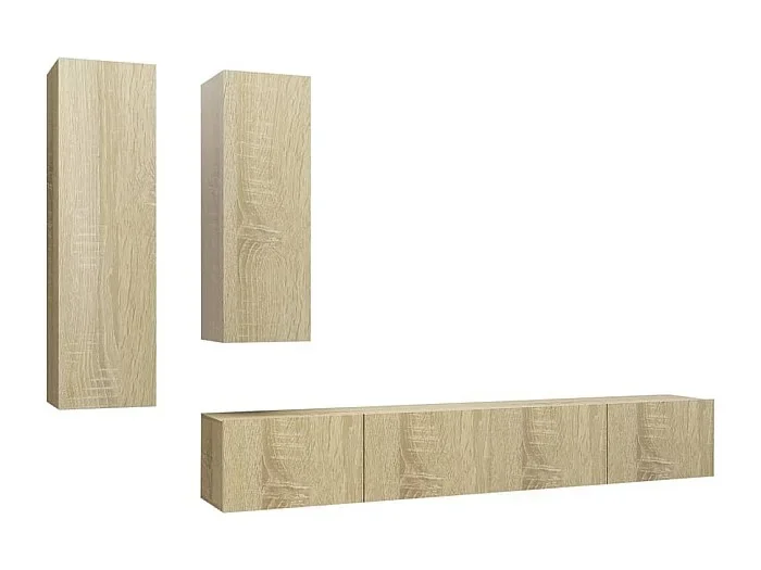 Conjunto de muebles mueble aparador TV televisión salón dormitorio salón 4 piezas roble Sonoma madera contrachapada marrón 02_0024825