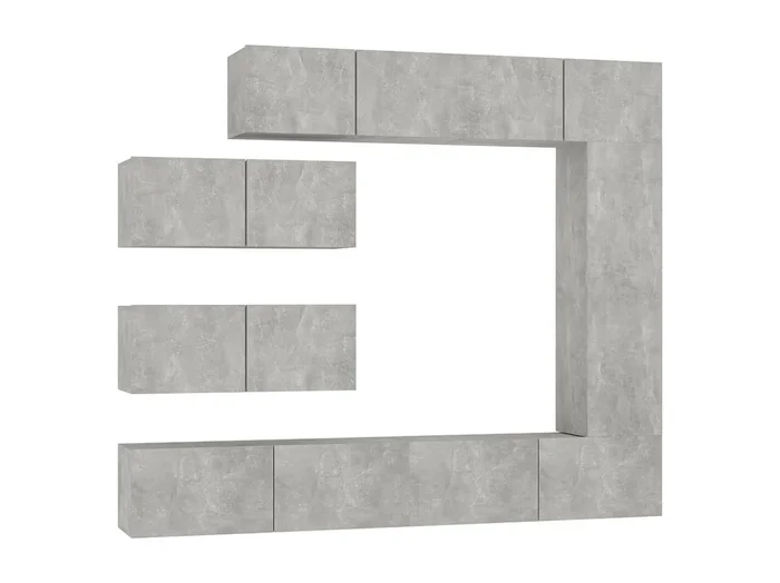 Conjunto de muebles mueble aparador TV televisión salón dormitorio salón 7 piezas gris madera contrachapada 02_0025159