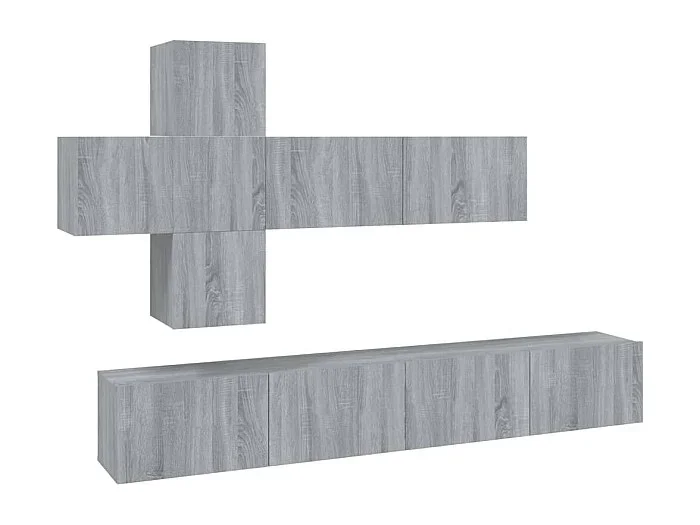 Conjunto de muebles mueble aparador TV televisión salón dormitorio salón 7 piezas sonoma madera contrachapada gris 02_0025217