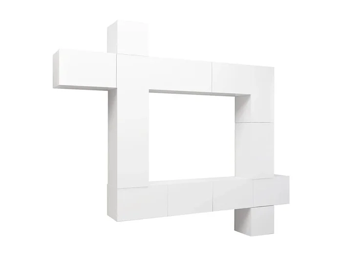 Conjunto de muebles mueble aparador TV televisión salón dormitorio salón 9 piezas madera contrachapada blanco 02_0024349