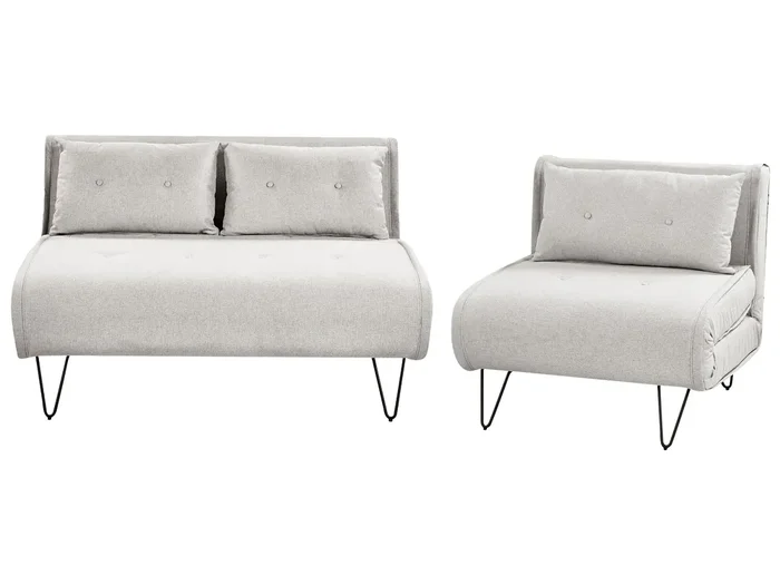 Conjunto de sala de estar 3 plazas VESTFOLD Tela Gris claro