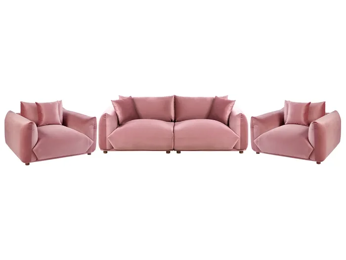Conjunto de sala de estar 5 plazas LUVOS Terciopelo Rosa