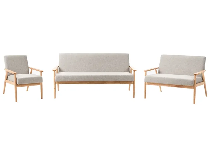 Conjunto de sala de estar 6 plazas ESRUM Tela Marrón claro/Gris