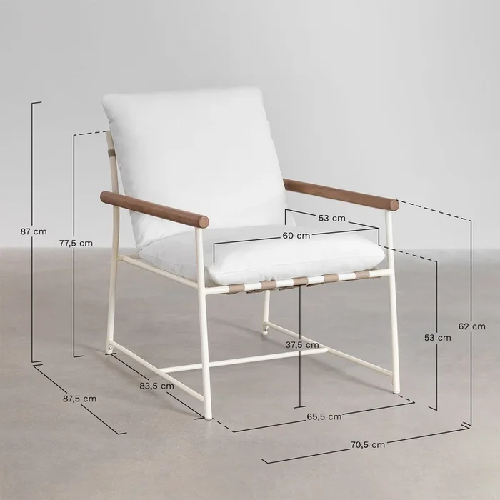 Conjunto de Salón de 2 Sillones y Mesa de Centro en Madera de Eucalipto y Acero Kerkera Negro – SKLUM