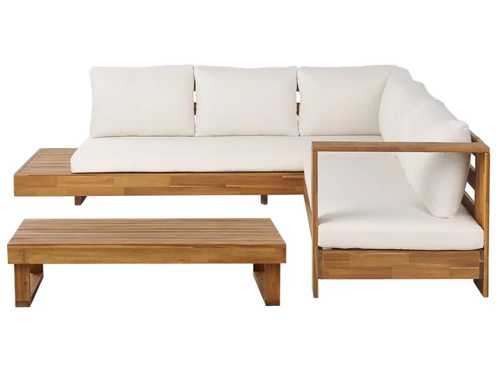 Conjunto esquinero de jardín 5 plazas MARETTIMO Izquierda Madera de acacia certificada Marrón